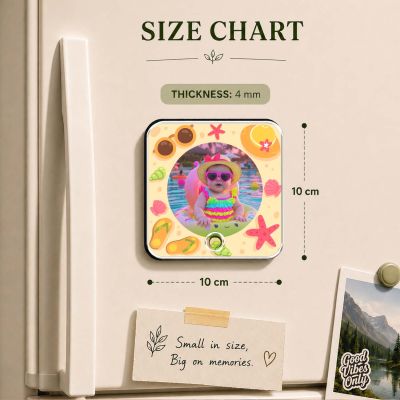 Personalized Beach Theme Baby Photo Musical Fridge Magnet for Boys & Girl  Photo Magnet Gift for Kids, Family, Baby Shower, Birthday, Home Kitchen Decor  Return Gift